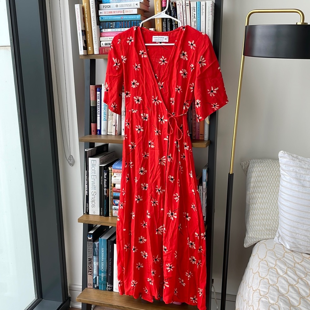 Anthropologie x Faithfull the Brand Size 4 Red Wrap Dress. Never worn!